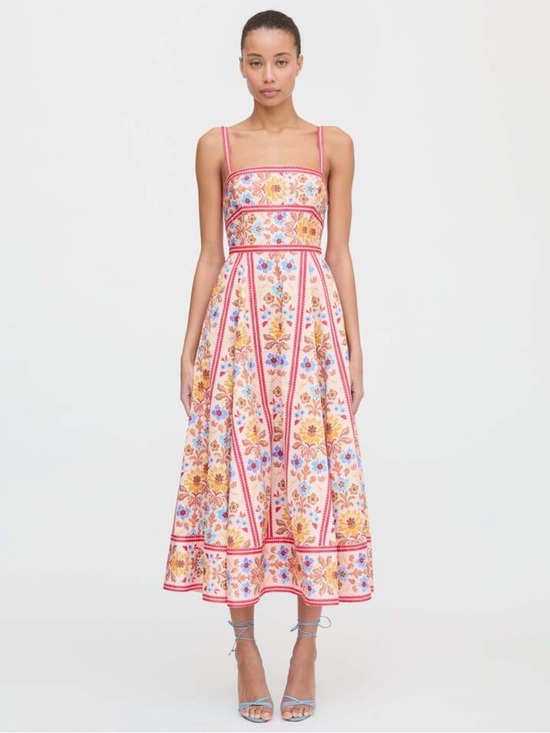 Hill House Dresses & Skirts - Hill House Margot Dress in Pink Floral Block Stripe Size L